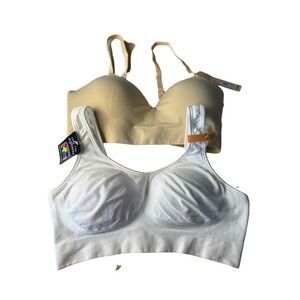 Truekind & Bali Wireless Shaping Comfort Bra Bundle Small Beige White NWT 2 Pack